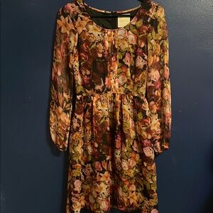 ModCloth Floral Long Sleeve Dress